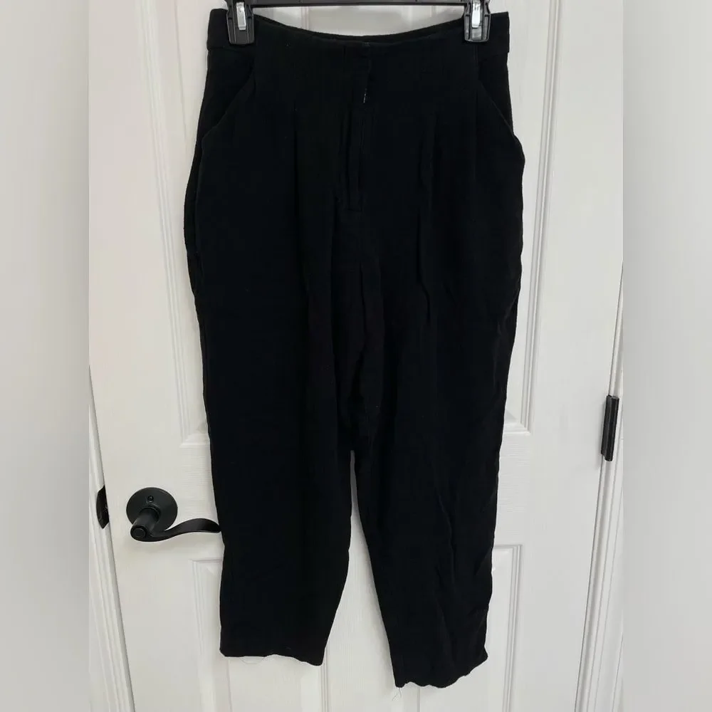 ASOS Design Black Linen Blend Lining High Rise Pants Women’s Petite Size 4